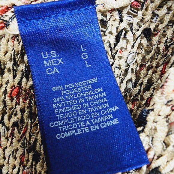 JH Collectibles stretchy confetti open knit button up cardigan woman's size L - Picture 6 of 8